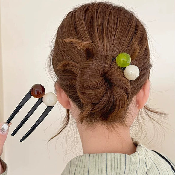 Wholesale Acrylic Ushaped Retro Hairpin For Bun Styling