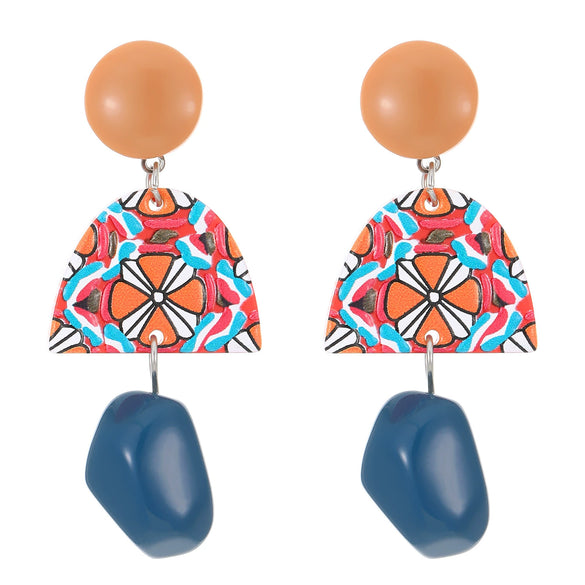 Wholesale Acrylic Women's Irregular Geometric Dripping Oil Long Earrings Retro Baroque Style