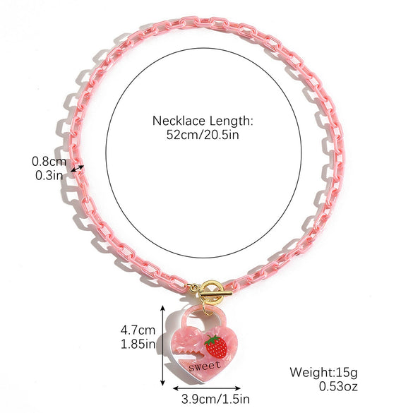 Wholesale Acrylic Women's Small Fresh Necklace With Heart Bow Insects Pattern And Electroplating Treatment