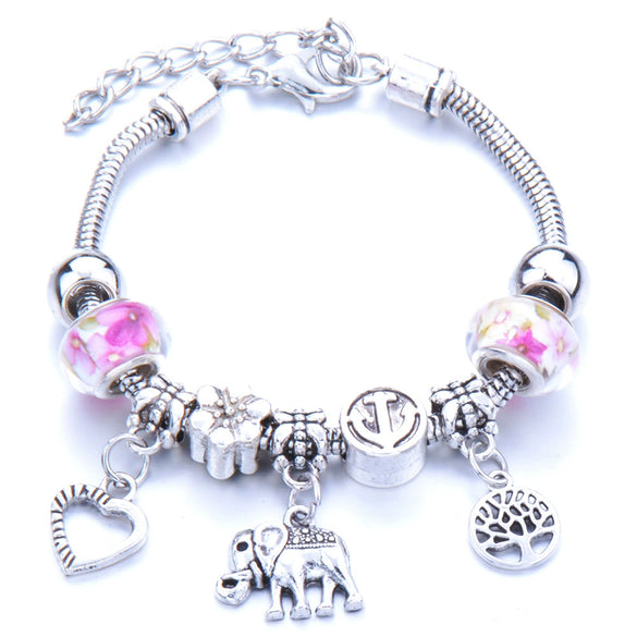 Wholesale Adjustable Beaded Bracelet With Butterfly Pendant For Girls Alloy Geometric Pattern Electroplated