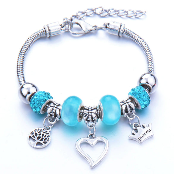 Wholesale Adjustable Beaded Bracelet With Butterfly Pendant For Girls Alloy Geometric Pattern Electroplated