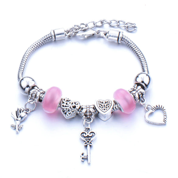 Wholesale Adjustable Beaded Bracelet With Butterfly Pendant For Girls Alloy Geometric Pattern Electroplated