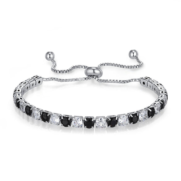 Wholesale Adjustable Colorful Zircon Tennis Bracelet Copper Inlaid With Zircon White Golden Plated Fashion Geometric Style