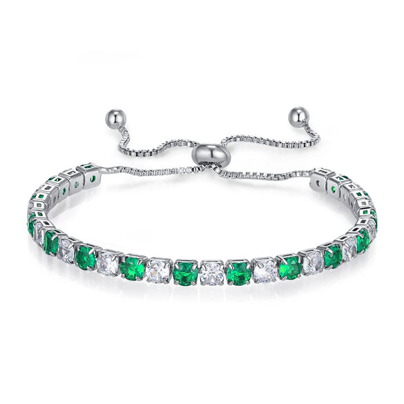 Wholesale Adjustable Colorful Zircon Tennis Bracelet Copper Inlaid With Zircon White Golden Plated Fashion Geometric Style