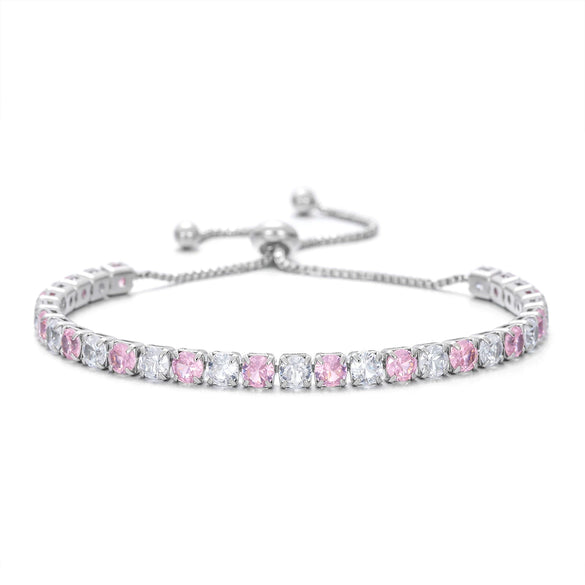 Wholesale Adjustable Colorful Zircon Tennis Bracelet Copper Inlaid With Zircon White Golden Plated Fashion Geometric Style
