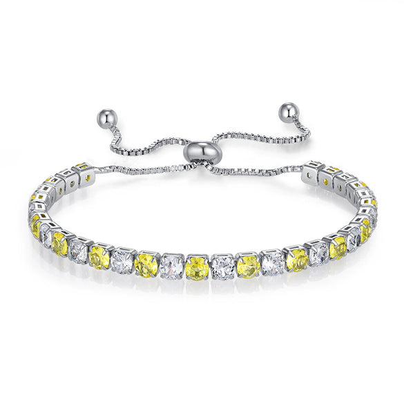Wholesale Adjustable Colorful Zircon Tennis Bracelet Copper Inlaid With Zircon White Golden Plated Fashion Geometric Style