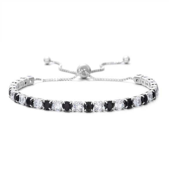 Wholesale Adjustable Colorful Zircon Tennis Bracelet Copper Inlaid With Zircon White Golden Plated Fashion Geometric Style