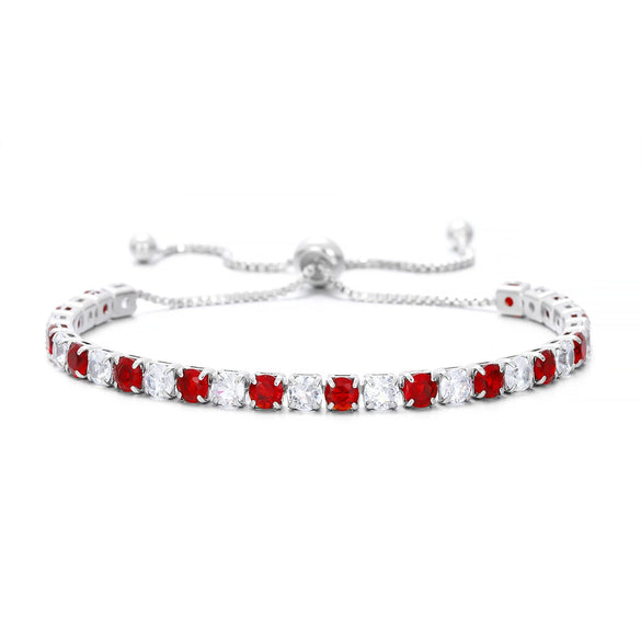 Wholesale Adjustable Colorful Zircon Tennis Bracelet Copper Inlaid With Zircon White Golden Plated Fashion Geometric Style