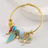 Wholesale Adjustable Couple Beaded Bracelet With Butterfly And Leaf Pendants Stainless Steel And Alloy Fashion Minimalist Set With Diamonds Women's