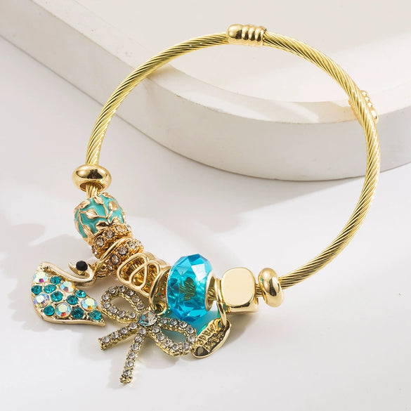 Wholesale Adjustable Couple Bracelet Alloy Bow Geometric Style Set With Diamonds