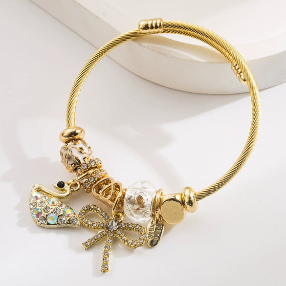 Wholesale Adjustable Couple Bracelet Alloy Bow Geometric Style Set With Diamonds