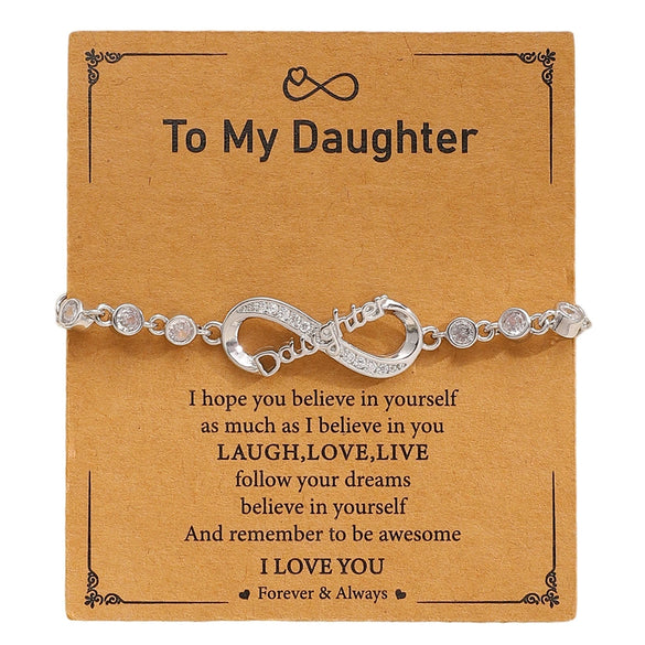 Wholesale Adjustable Crystal Bracelet With Copper Electroplated Platinum And Letter Inlay For Women Geometric Letter Number Text Design