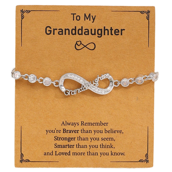 Wholesale Adjustable Crystal Bracelet With Copper Electroplated Platinum And Letter Inlay For Women Geometric Letter Number Text Design