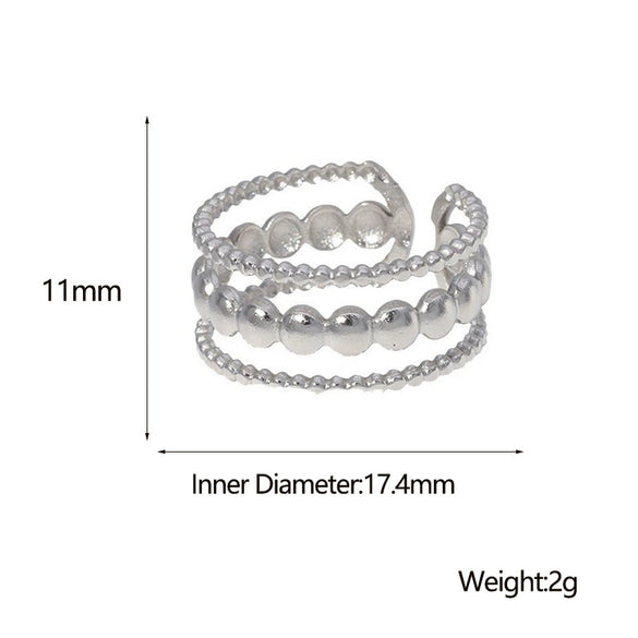 Wholesale Adjustable Electroplated 18K Gold Nonfading Geometric Stainless Steel Open Ring Women's Jewelry