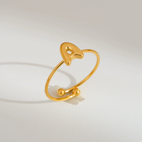Wholesale Adjustable Gold Plated Titanium Steel Letter Ring For Unisex With Niche Minimalist Design