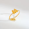Wholesale Adjustable Gold Plated Titanium Steel Letter Ring For Unisex With Niche Minimalist Design