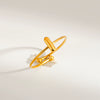Wholesale Adjustable Gold Plated Titanium Steel Letter Ring For Unisex With Niche Minimalist Design