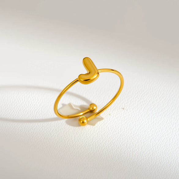 Wholesale Adjustable Gold Plated Titanium Steel Letter Ring For Unisex With Niche Minimalist Design