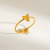 Wholesale Adjustable Gold Plated Titanium Steel Letter Ring For Unisex With Niche Minimalist Design