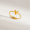 Wholesale Adjustable Gold Plated Titanium Steel Letter Ring For Unisex With Niche Minimalist Design