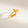 Wholesale Adjustable Gold Plated Titanium Steel Letter Ring For Unisex With Niche Minimalist Design