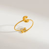 Wholesale Adjustable Gold Plated Titanium Steel Letter Ring For Unisex With Niche Minimalist Design