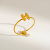 Wholesale Adjustable Gold Plated Titanium Steel Letter Ring For Unisex With Niche Minimalist Design