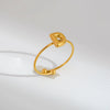 Wholesale Adjustable Gold Plated Titanium Steel Letter Ring For Unisex With Niche Minimalist Design