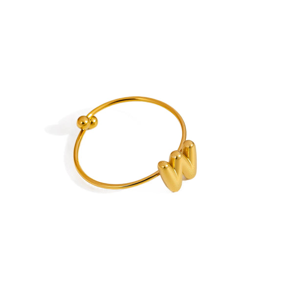 Wholesale Adjustable Gold Plated Titanium Steel Letter Ring For Unisex With Niche Minimalist Design