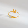 Wholesale Adjustable Gold Plated Titanium Steel Letter Ring For Unisex With Niche Minimalist Design