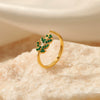 Wholesale Adjustable Green Diamond Flower Pattern Electroplated Stainless Steel Ring For Women