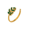 Wholesale Adjustable Green Diamond Flower Pattern Electroplated Stainless Steel Ring For Women