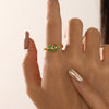 Wholesale Adjustable Green Diamond Flower Pattern Electroplated Stainless Steel Ring For Women