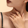 Wholesale Adjustable Handset Zirconium Ring Titanium Steel Electroplated With Gold Geometric Style Jewelry For Women