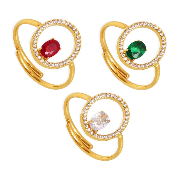 Wholesale Adjustable Handset Zirconium Ring Titanium Steel Electroplated With Gold Geometric Style Jewelry For Women
