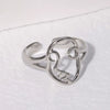 Wholesale Adjustable Hollow Simple Non Fading Titanium Steel Ring With Abstract Face Design For Women Electroplated