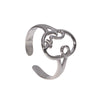 Wholesale Adjustable Hollow Simple Non Fading Titanium Steel Ring With Abstract Face Design For Women Electroplated