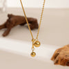 Wholesale Adjustable Long Necklace With Round Beads And Stitching For Women Stainless Steel Geometric Pattern Electroplated