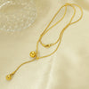 Wholesale Adjustable Long Necklace With Round Beads And Stitching For Women Stainless Steel Geometric Pattern Electroplated
