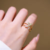 Wholesale Adjustable Open Index Finger Ring For Women Light Luxury Style Geometric Gold Plated Copper With Letters Numbers Text Design