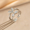 Wholesale Adjustable Open Index Finger Ring For Women Light Luxury Style Geometric Gold Plated Copper With Letters Numbers Text Design