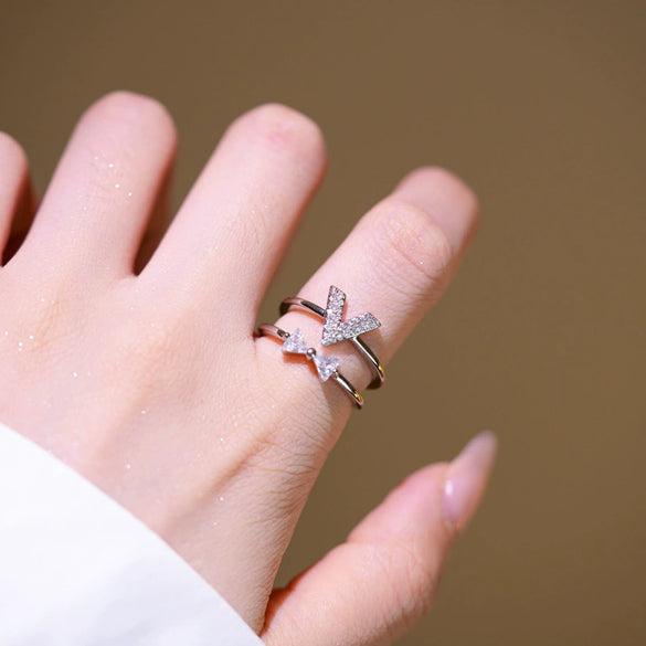 Wholesale Adjustable Open Index Finger Ring For Women Light Luxury Style Geometric Gold Plated Copper With Letters Numbers Text Design