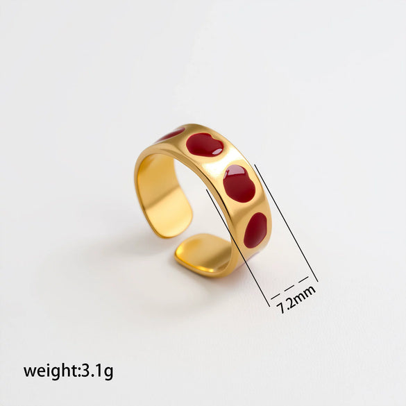 Wholesale Adjustable Open Stackable Finger Ring For Women Stainless Steel Titanium Steel Burgundy Gold Enamel Drip Oil Geometric Shape Highend