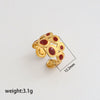Wholesale Adjustable Open Stackable Finger Ring For Women Stainless Steel Titanium Steel Burgundy Gold Enamel Drip Oil Geometric Shape Highend