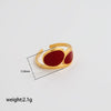 Wholesale Adjustable Open Stackable Finger Ring For Women Stainless Steel Titanium Steel Burgundy Gold Enamel Drip Oil Geometric Shape Highend
