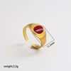 Wholesale Adjustable Open Stackable Finger Ring For Women Stainless Steel Titanium Steel Burgundy Gold Enamel Drip Oil Geometric Shape Highend