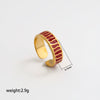 Wholesale Adjustable Open Stackable Finger Ring For Women Stainless Steel Titanium Steel Burgundy Gold Enamel Drip Oil Geometric Shape Highend