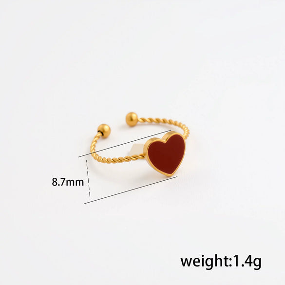 Wholesale Adjustable Open Stackable Finger Ring For Women Stainless Steel Titanium Steel Burgundy Gold Enamel Drip Oil Geometric Shape Highend