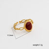 Wholesale Adjustable Open Stackable Finger Ring For Women Stainless Steel Titanium Steel Burgundy Gold Enamel Drip Oil Geometric Shape Highend