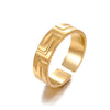 Wholesale Adjustable Opening Stainless Steel Ring For Women With Geometric Design And Real Gold Plating
